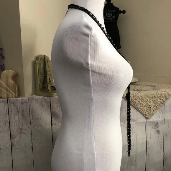 Black Chain Dangle Tie Necklace - Picture 4 of 7